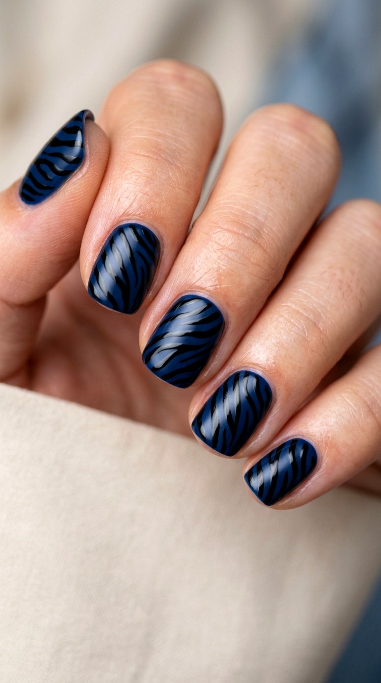 Monochrome Zebra Print Nail Art - 23 short teen nail art ideas