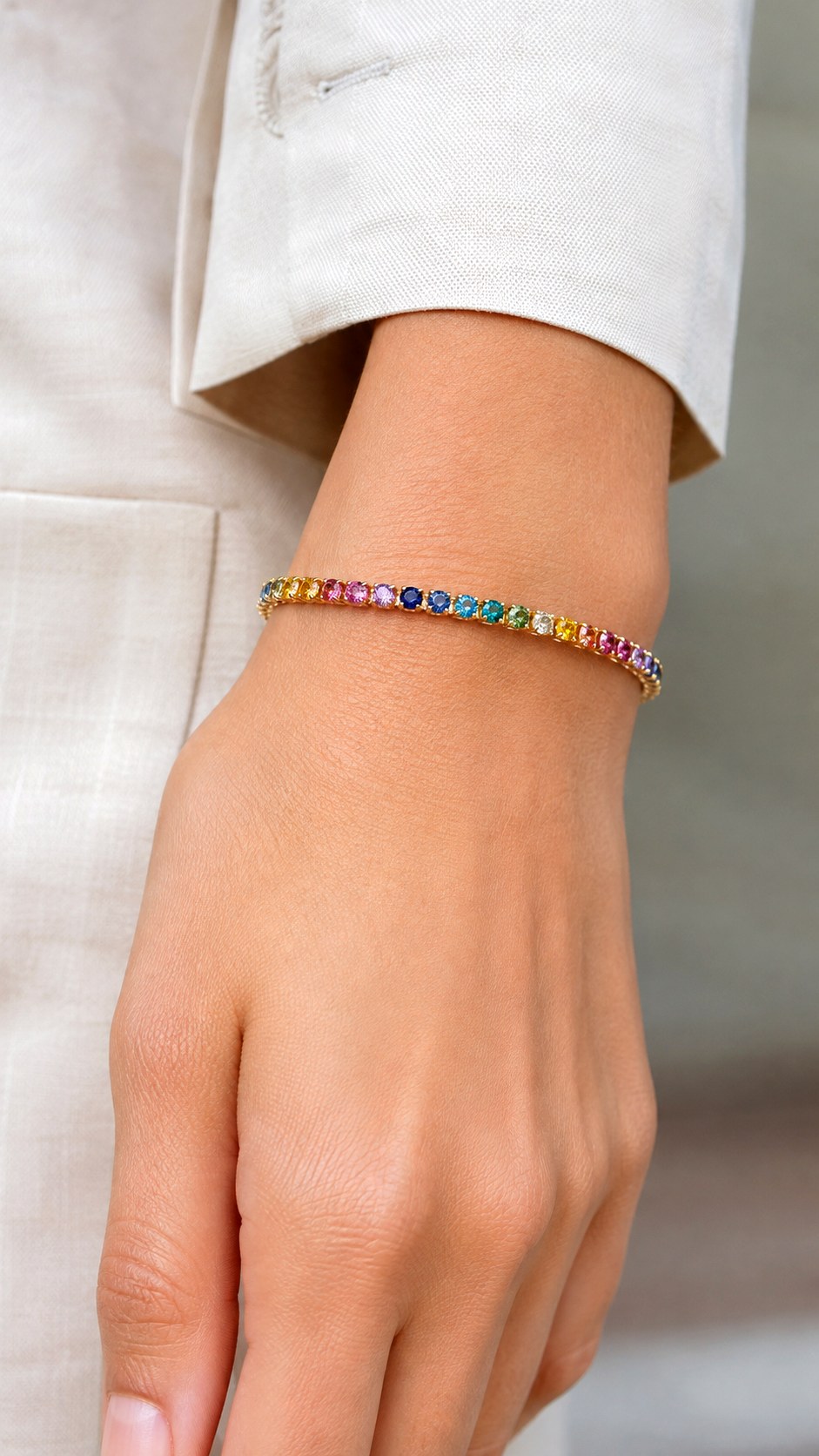 Multicolor Sapphire Inline Tennis Bracelet - 23 color jewelry ideas