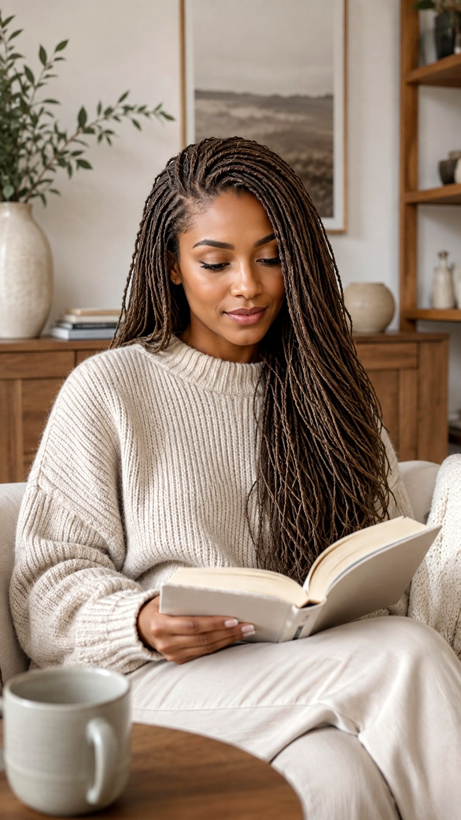 Mushroom Brown Micro Locs - 24 natural hair color ideas
