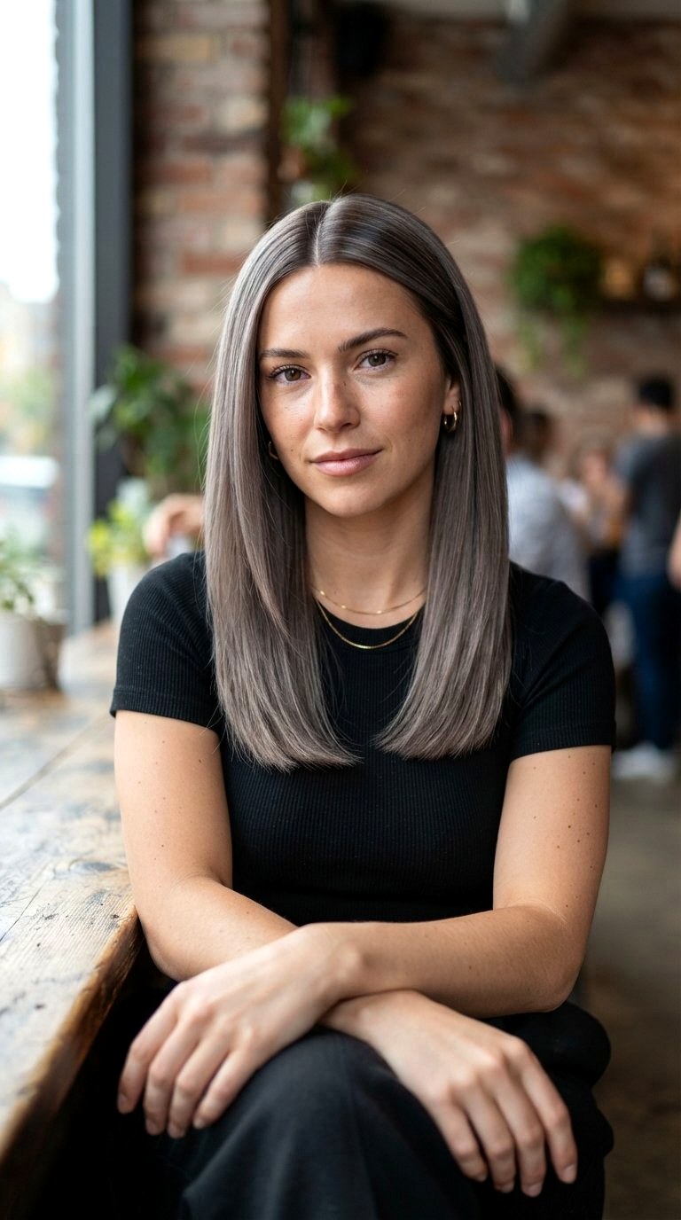 Mushroom Brown on a Middle Part - 21 long hair color ideas