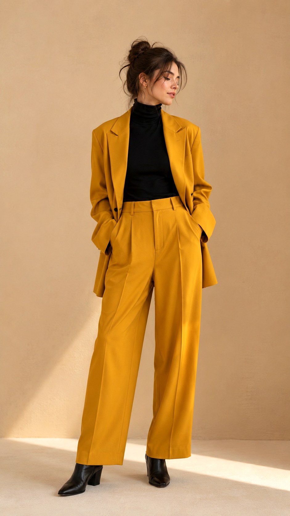 Mustard Yellow Autumn Suit - 25 baggy suit outfit ideas