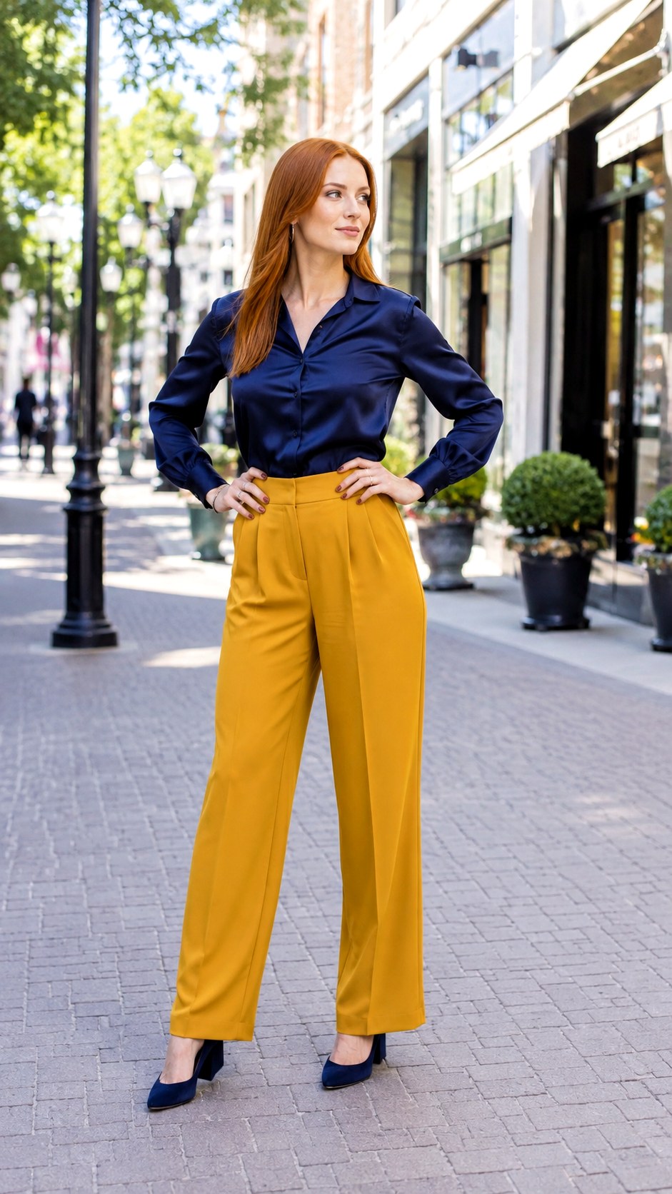 Mustard Yellow Pleated Homecoming Pants - 22 homecoming pant outfit ideas