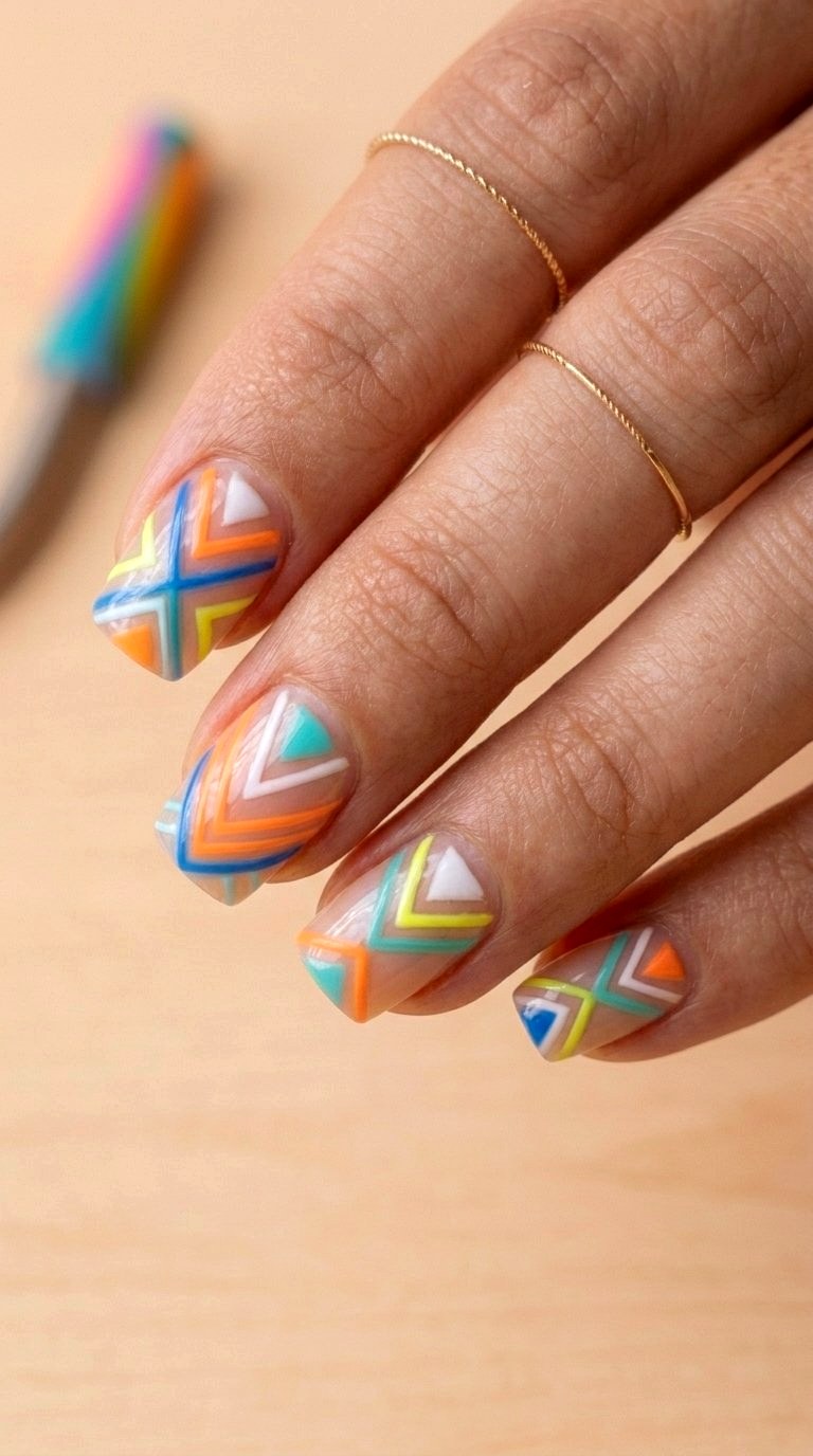 Negative Space Bright Lines - 20 Summer Acrylic Nail Art Ideas