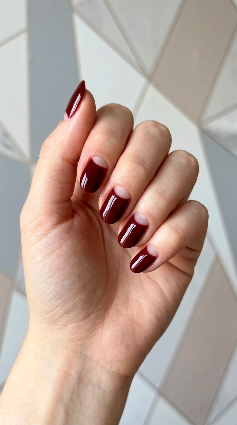 Negative Space Half Moons - 23 Trendy Nail Designs