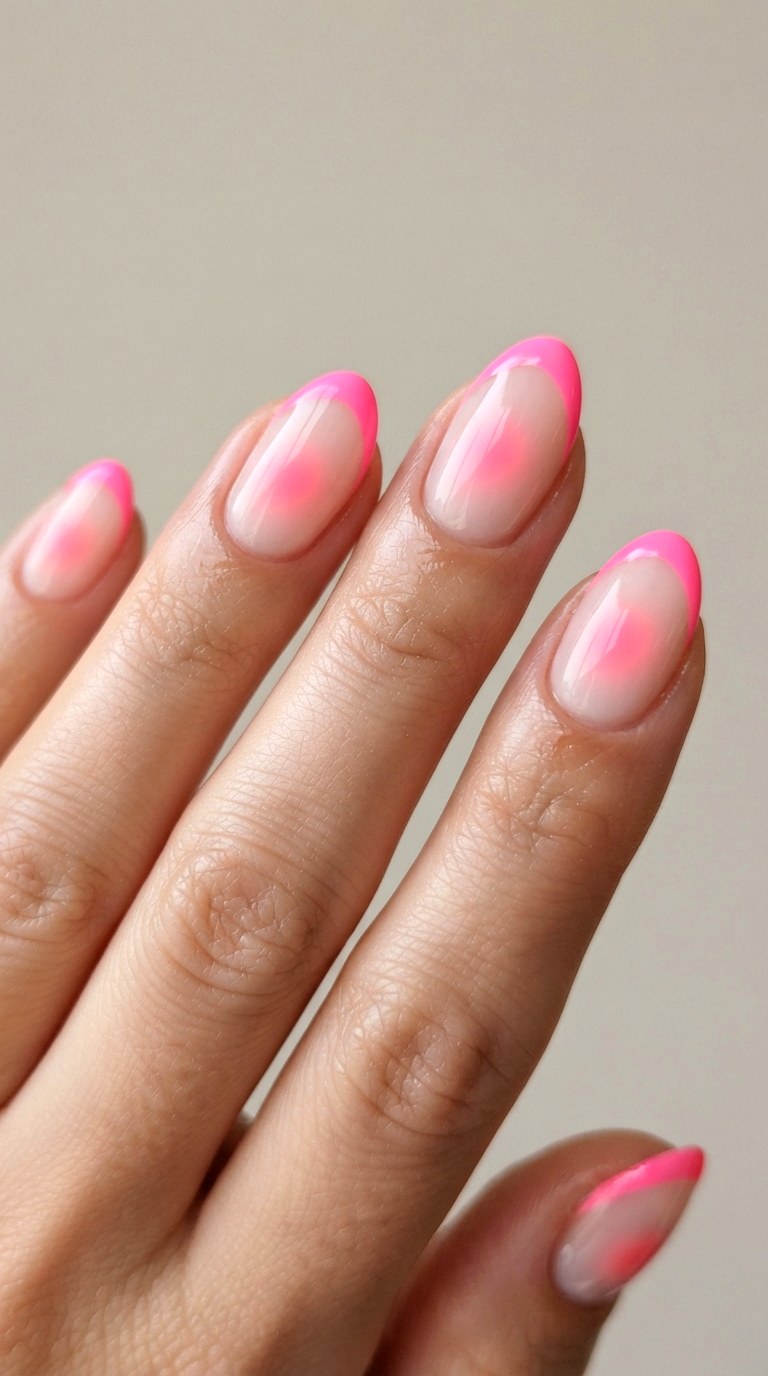 Neon Aura French Tip Nails - 21 cute french tip nail art ideas