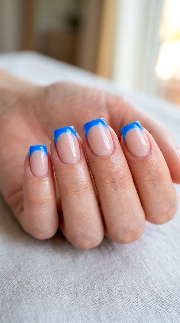 Neon Bright Blue French Tip Nails - 21 bright blue french tip nails