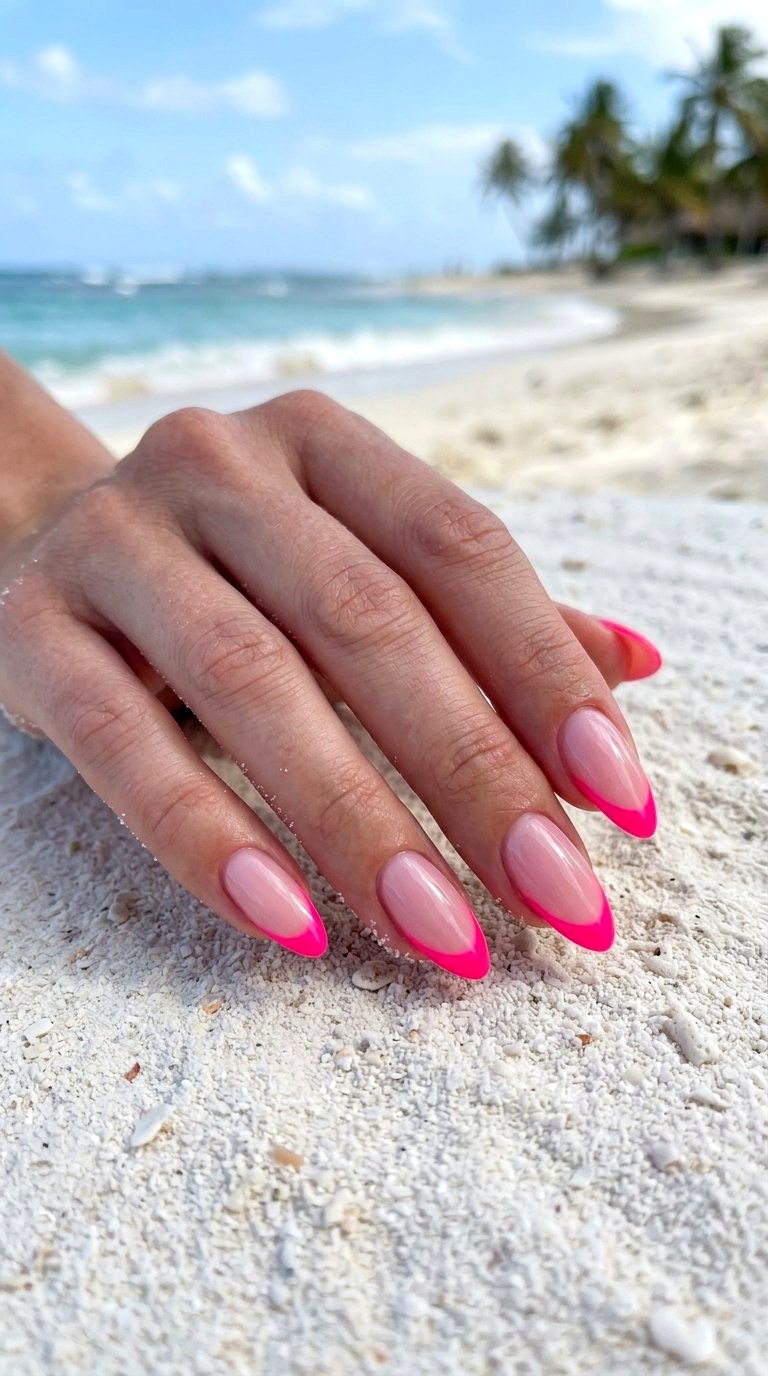 Neon French Tip Manicure - 21 Summer Nail Design Ideas