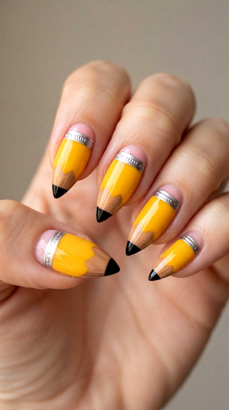 Number Two Pencil Nail Art - 22 cute back to school nail art design