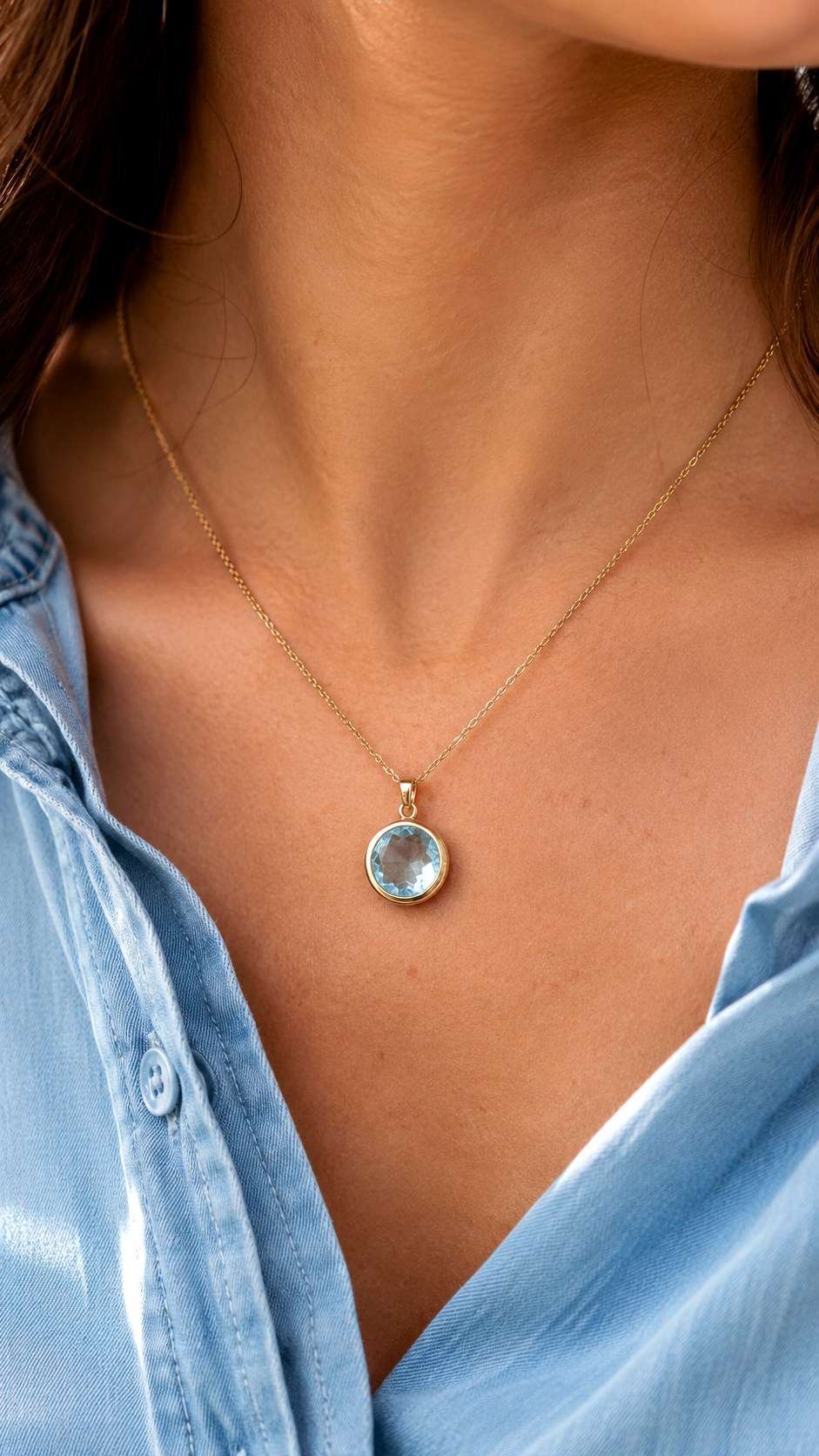 Ocean Blue Aquamarine Pendant - 23 color jewelry ideas
