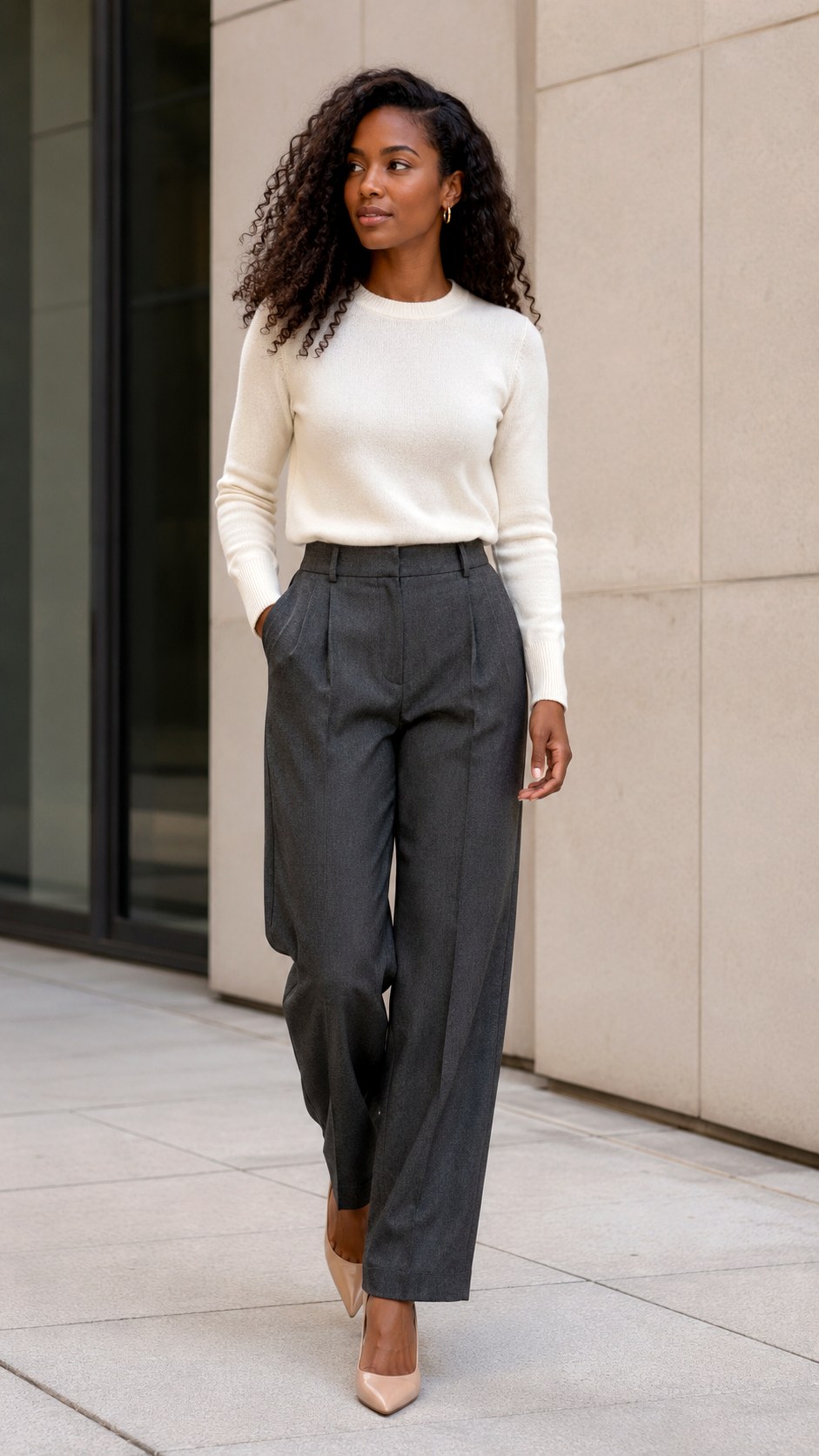 Off White Sweater And Wool Trousers - 25 off white sweater outfit ideas