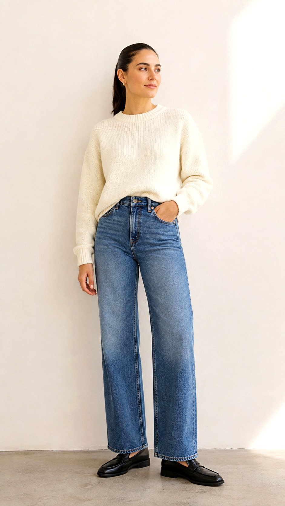 Off White Sweater Tucked In Jeans - 25 off white sweater outfit ideas