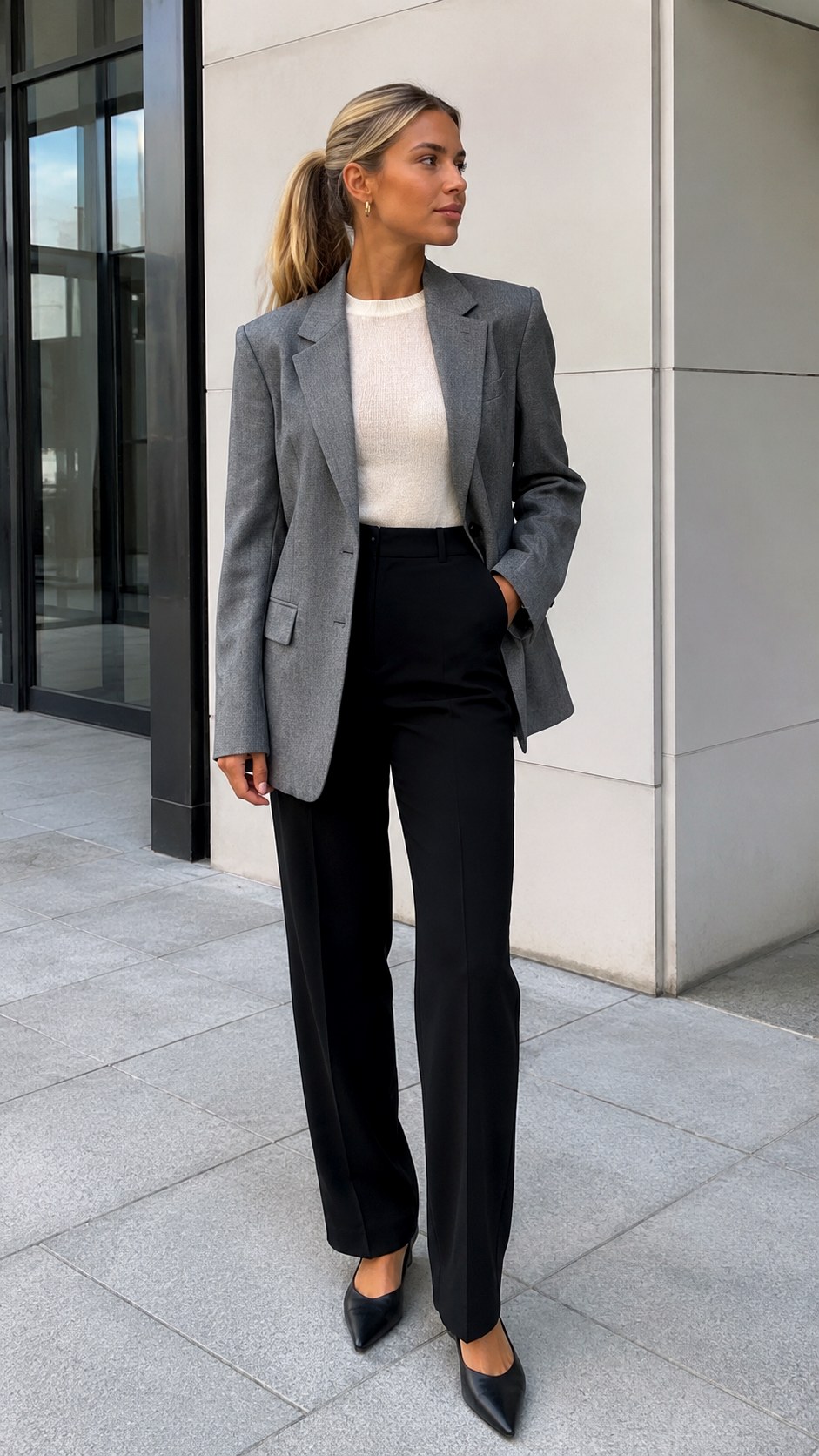 Off White Sweater Under Blazer Jacket - 25 off white sweater outfit ideas