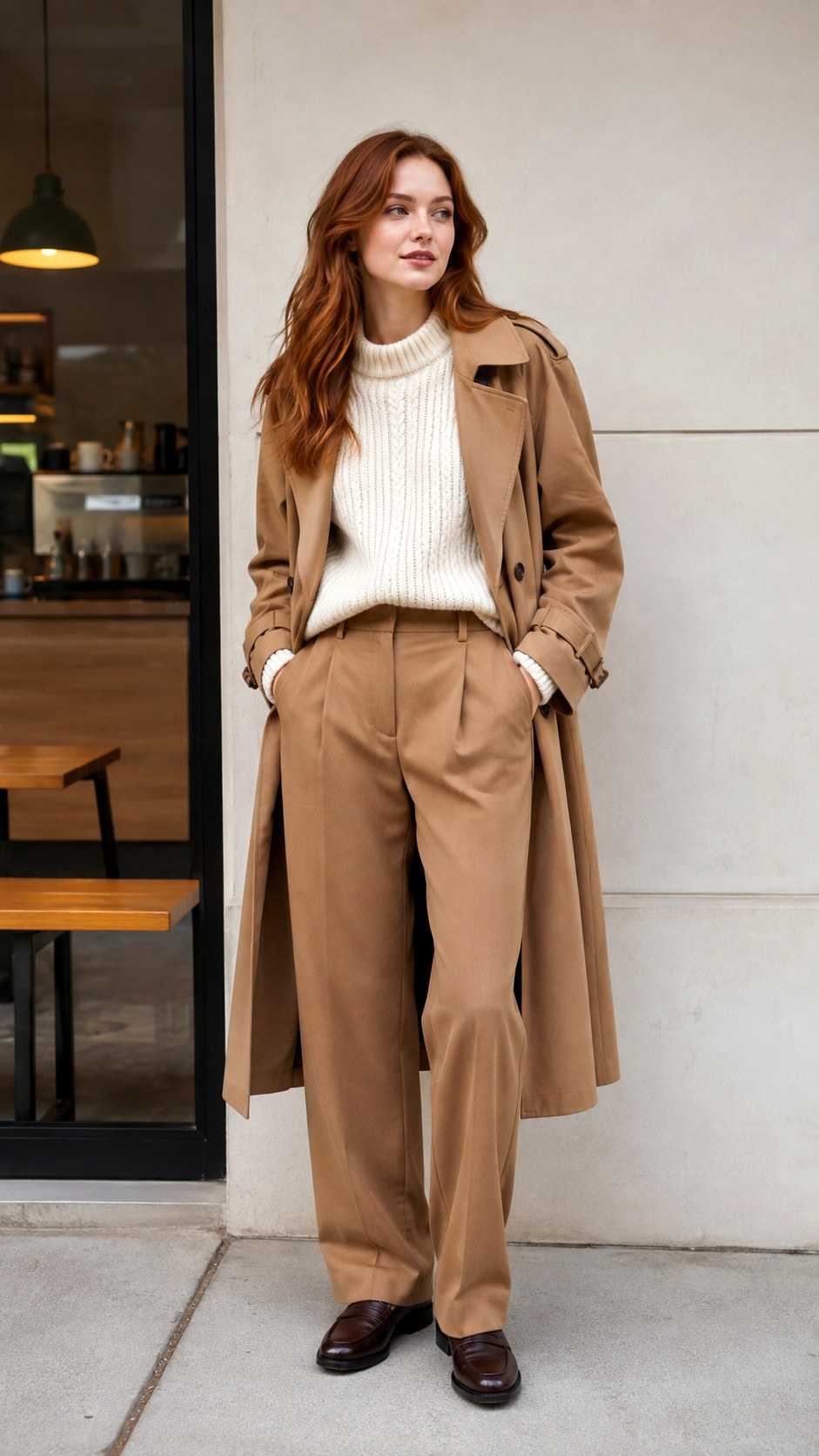 Off White Sweater Under Trench Coat - 25 off white sweater outfit ideas