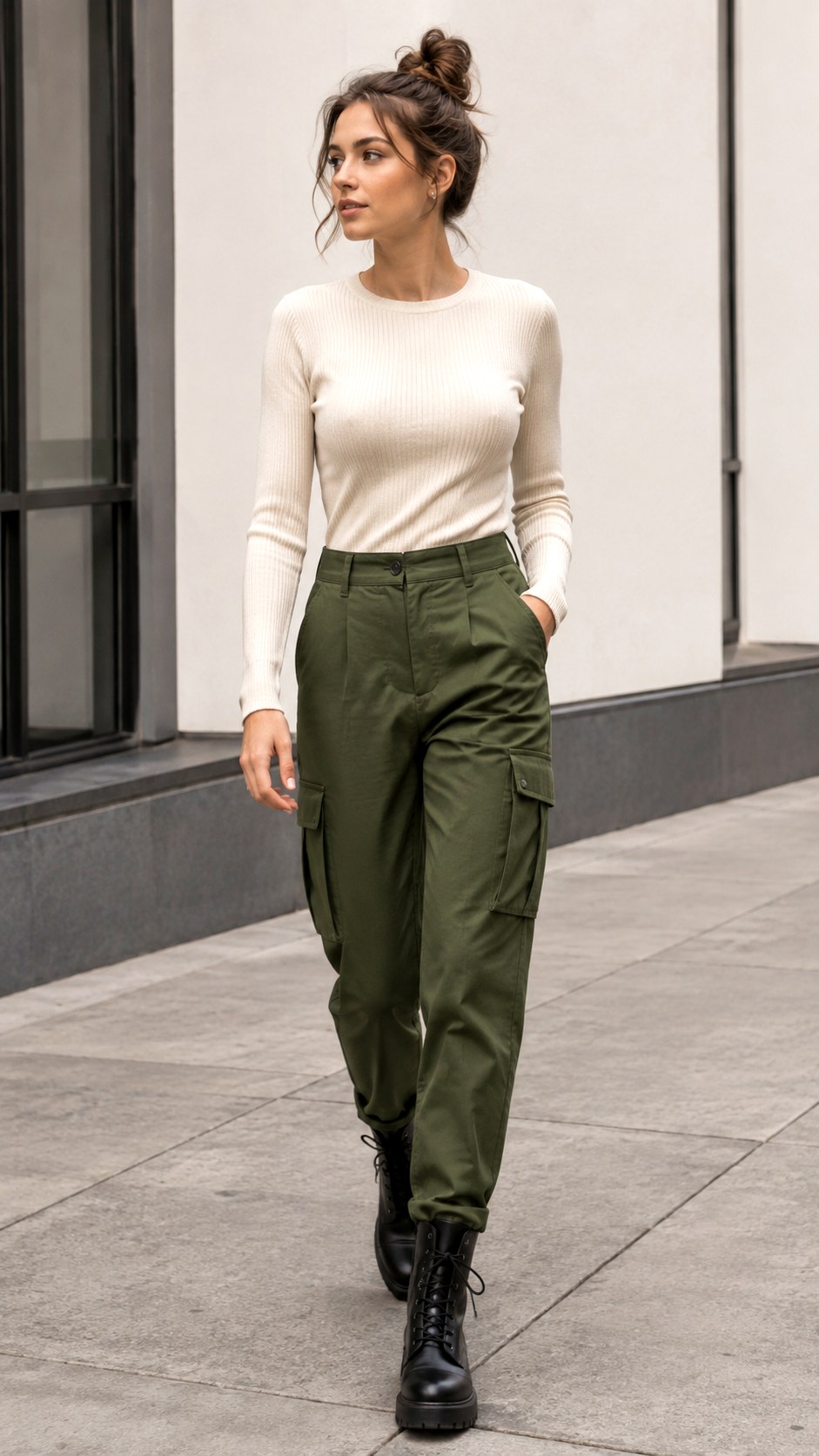 Off White Sweater With Cargo Pants - 25 off white sweater outfit ideas