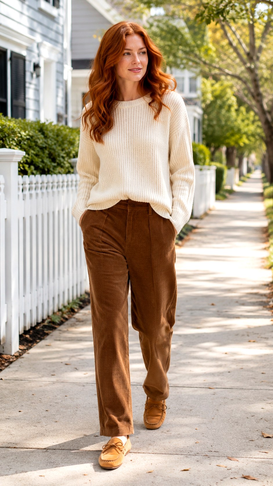 Off White Sweater With Corduroy Pants - 25 off white sweater outfit ideas