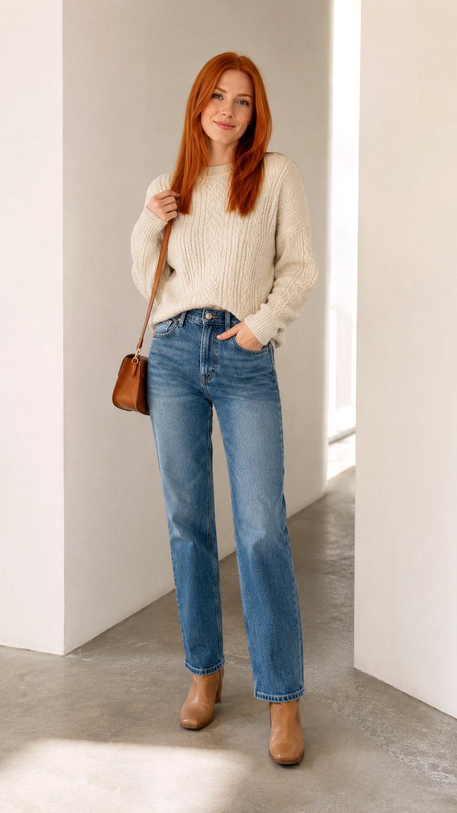 Off White Sweater With Straight Jeans - 25 off white sweater outfit ideas