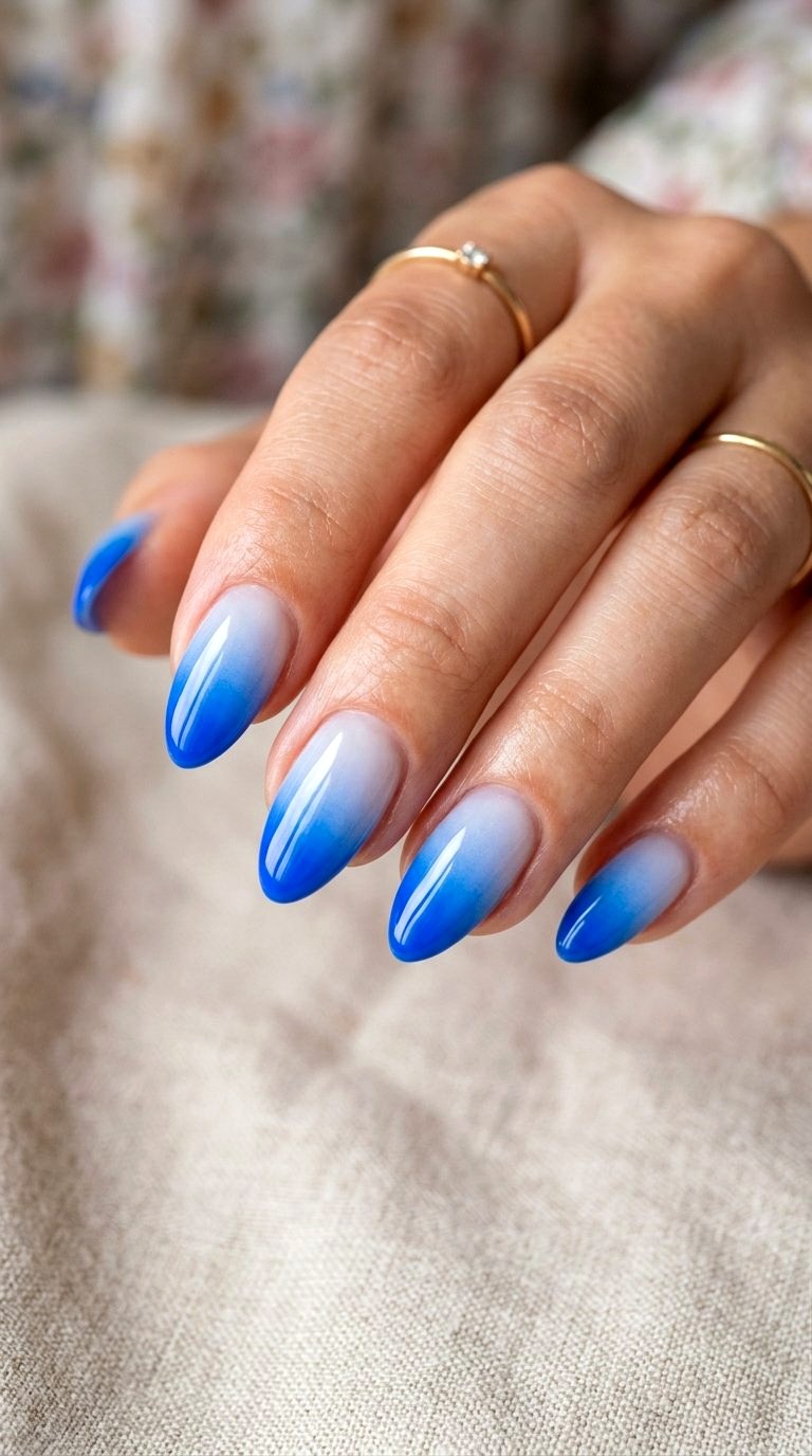 Ombre Bright Blue French Tip Nails - 21 bright blue french tip nails