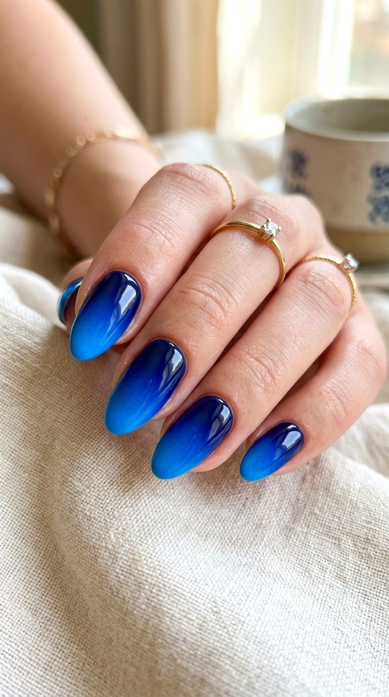 Ombre Gradient Bright Blue Nails - 22 bright blue nails