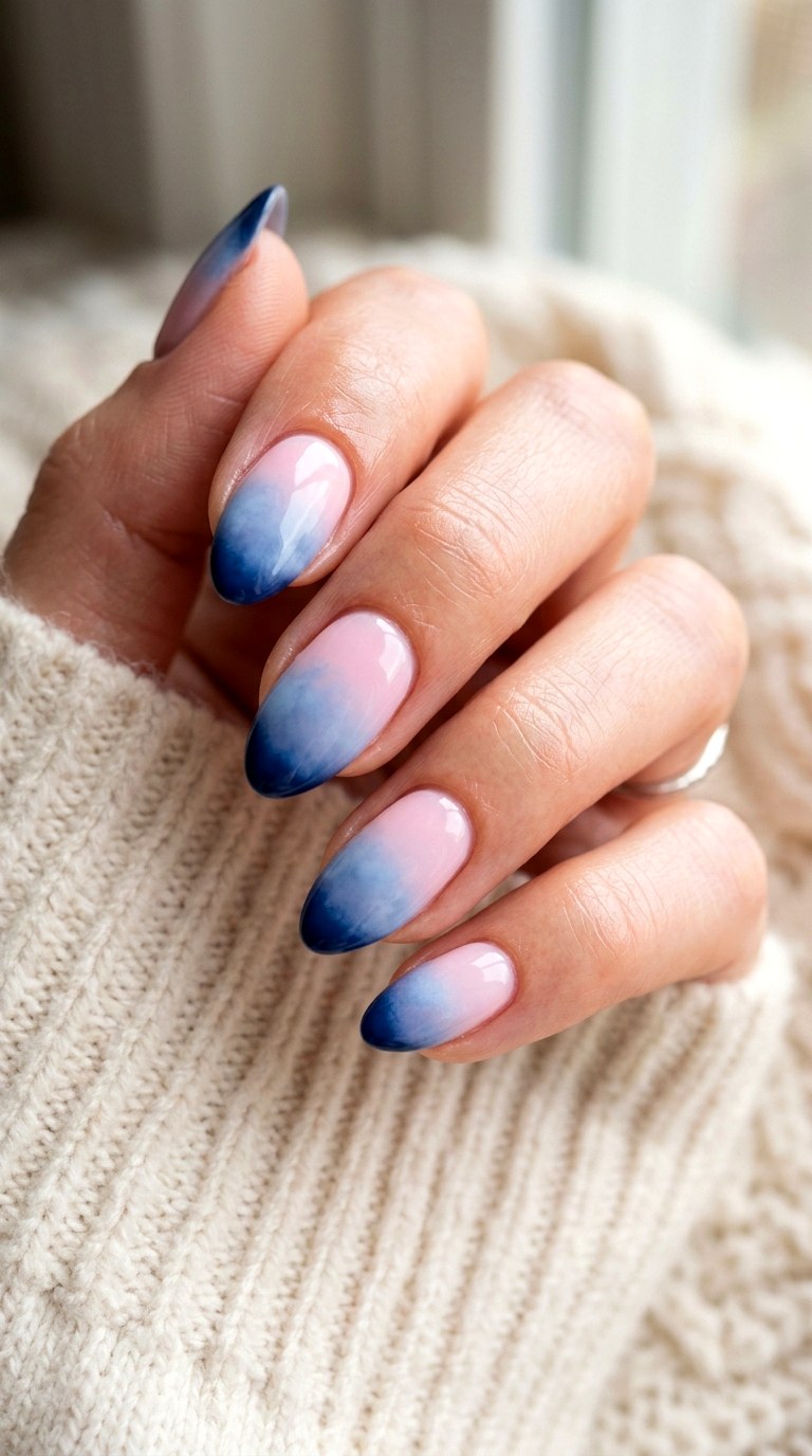 Ombre Pink and Blue French Nails - 23 pink and blue french tip nails
