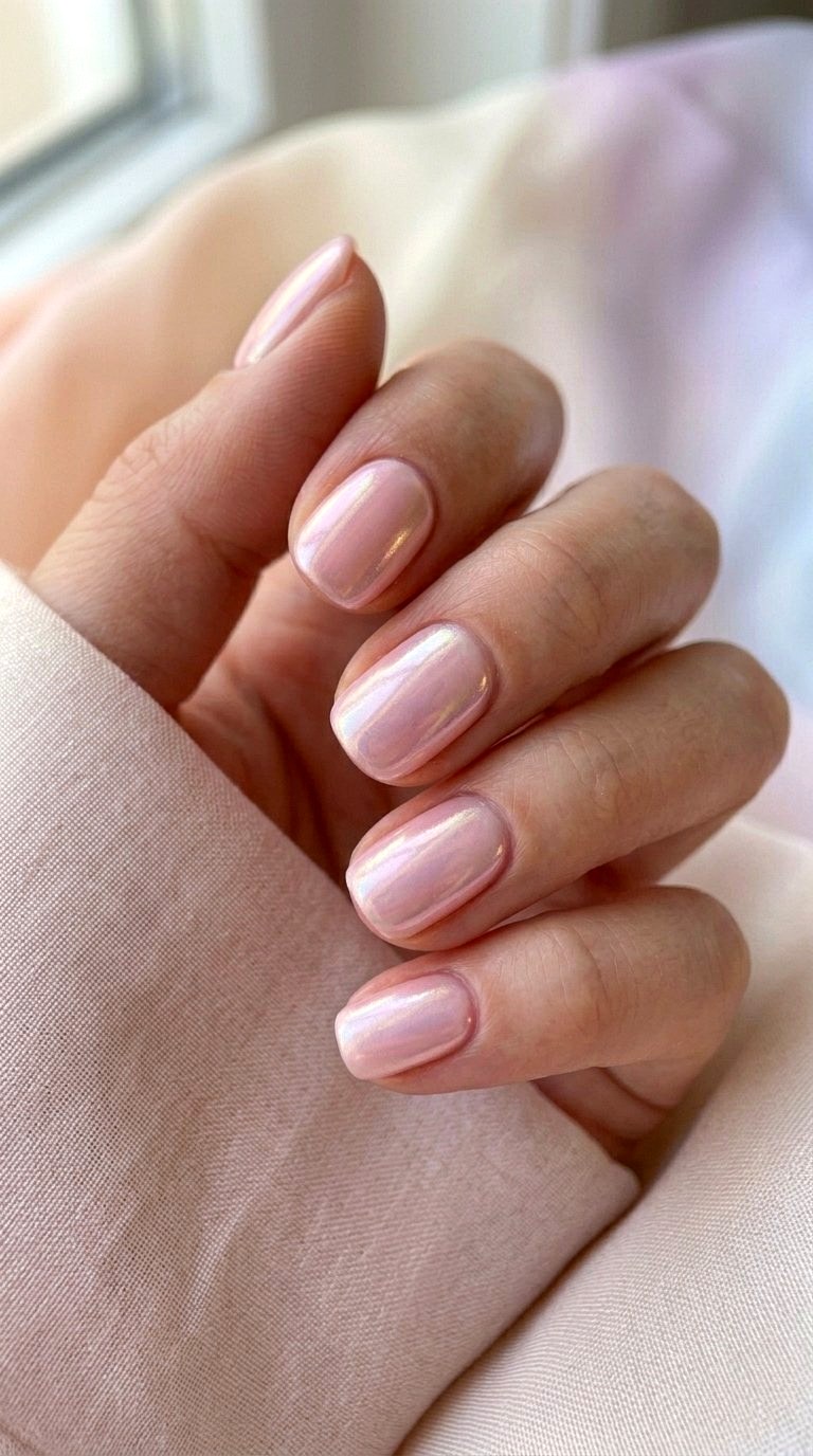 Pastel Chrome Glazed Donut Nails - 20 Summer Short Nail Designs
