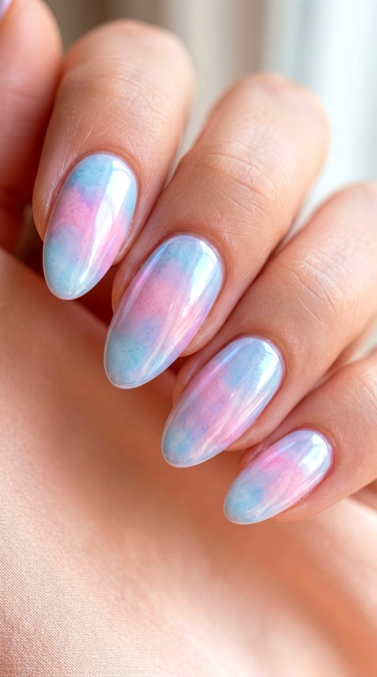 Pastel Chrome Watercolor - 22 Simple Summer Nail Designs