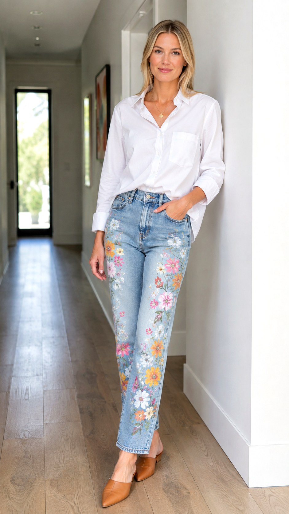 Pastel Floral Painted Jean Outfit - 23 painted jean outfit ideas