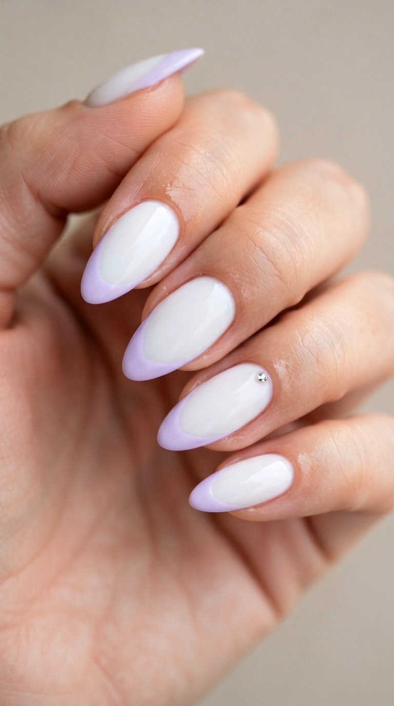 Pastel Lavender Deep French Tips - 21 deep french tip nail art ideas