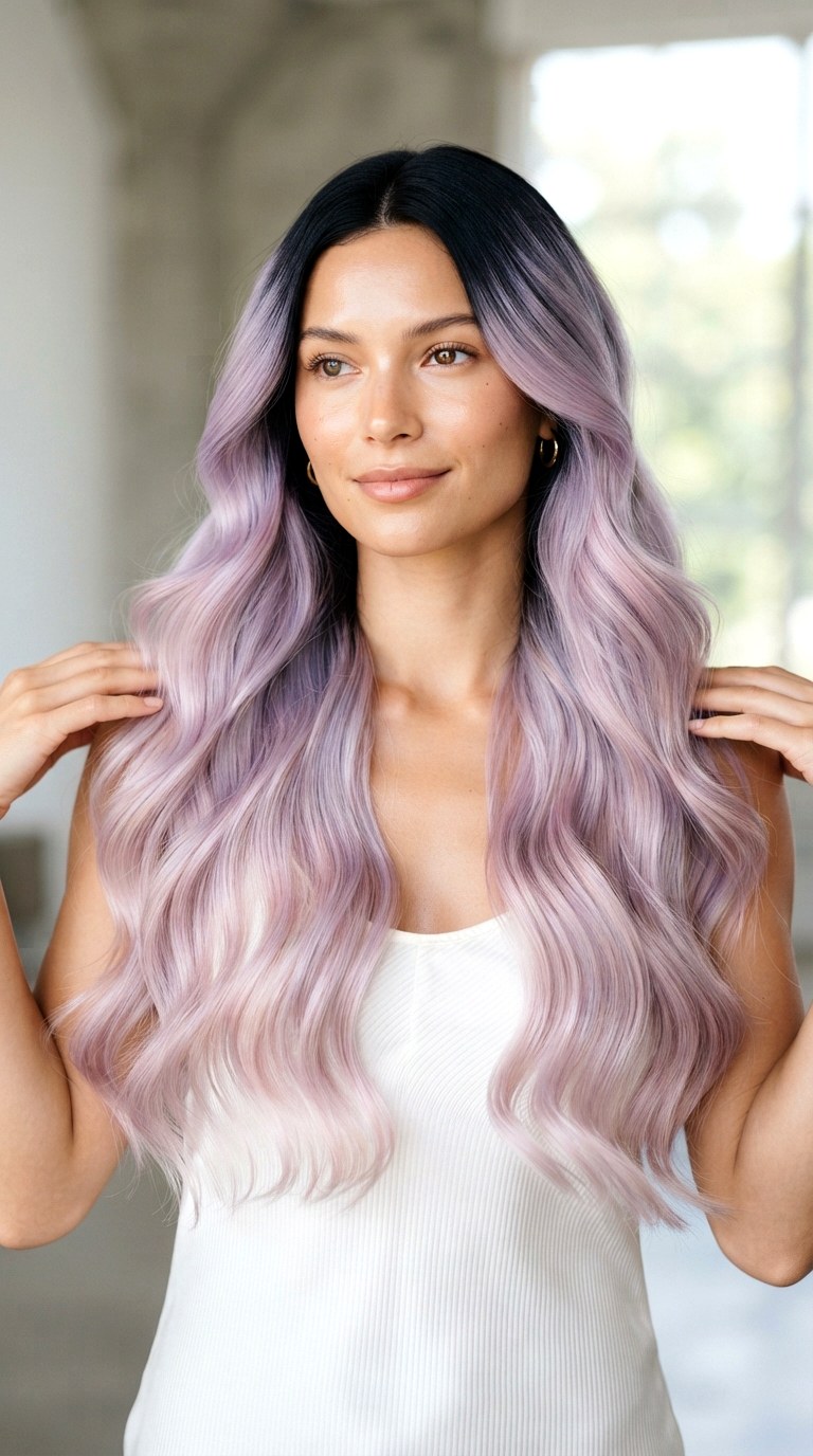 Pastel Liquid Obsidian Waves - 22 long hair dye ideas