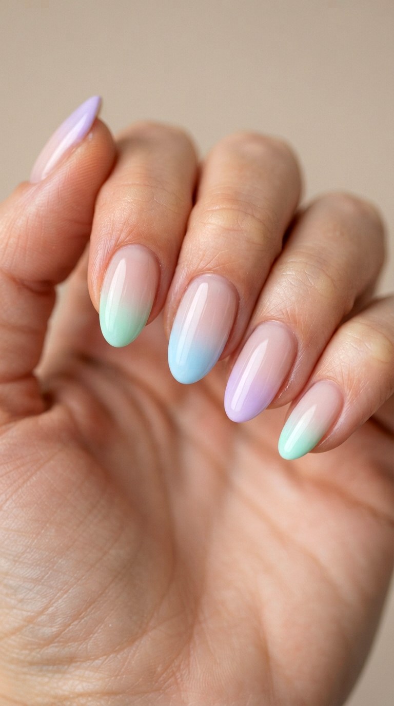 Pastel Ombre Fade Tips - 20 gel french tip nail art ideas