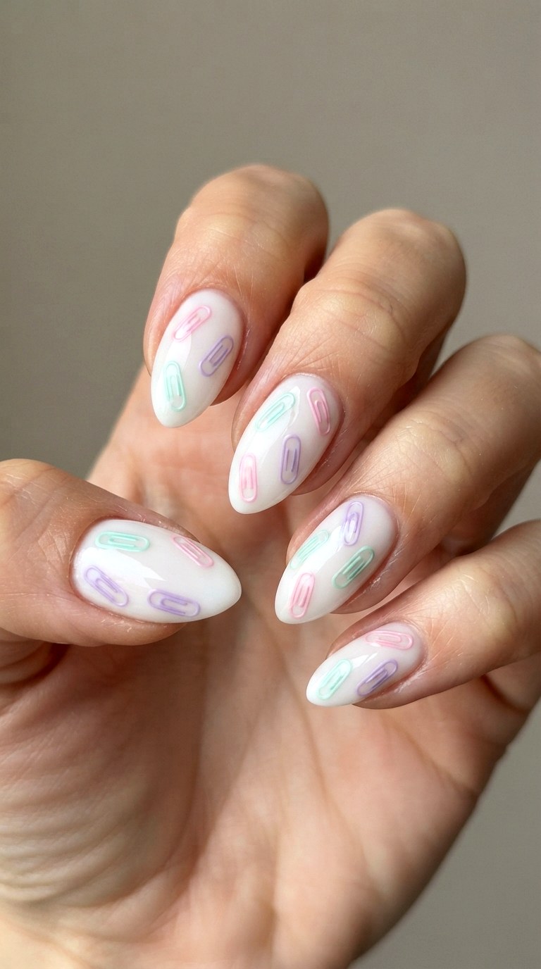Pastel Paper Clip Nail Art - 21 school nail art designs