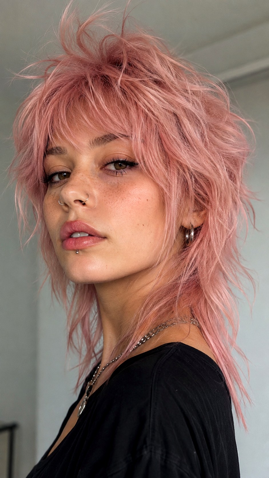 Pastel Pink Grunge Wolf Cut - 25 long wolf cut hairstyle ideas