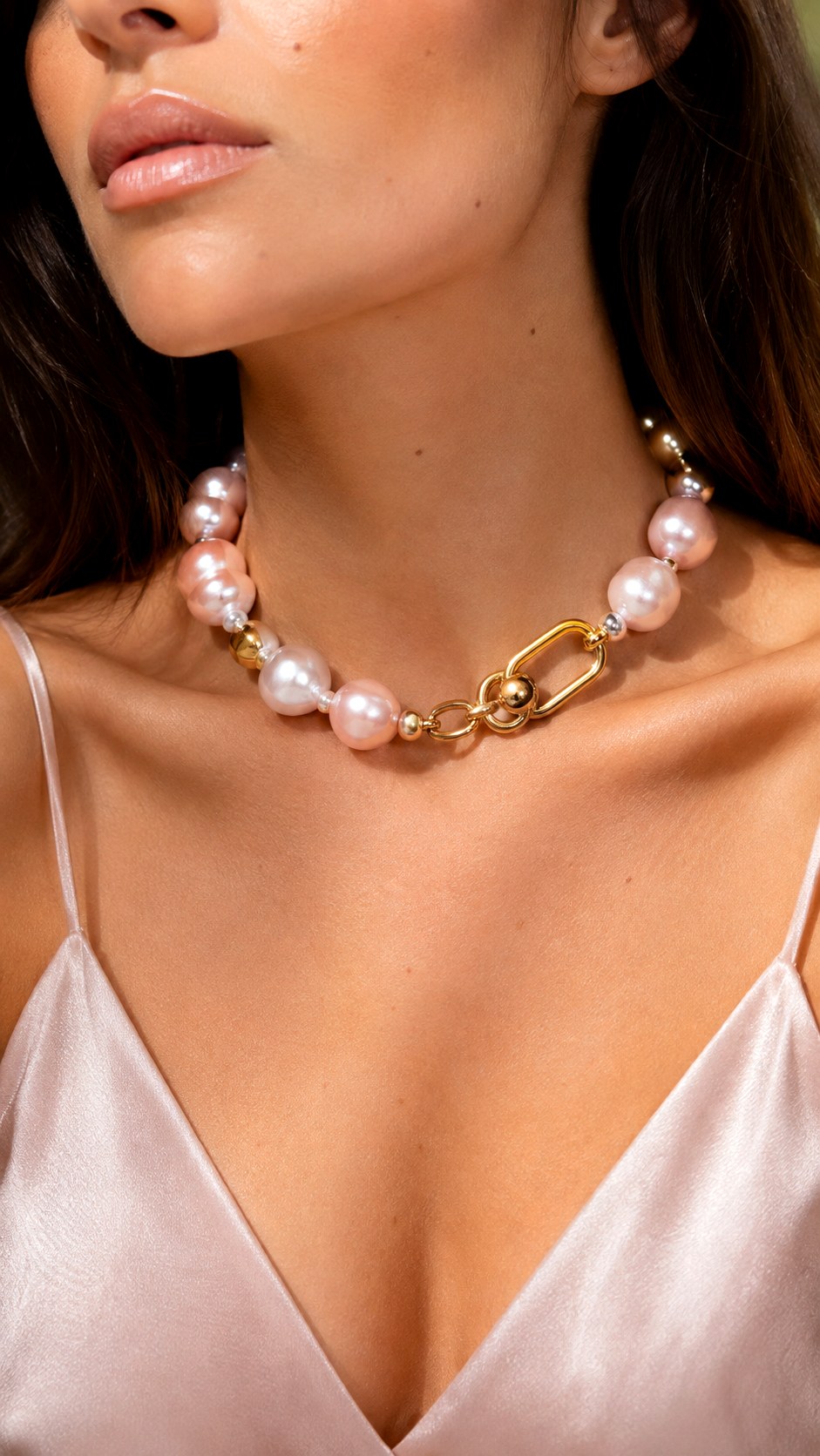 Pastel Pink Pearl Statement Choker - 23 color jewelry ideas