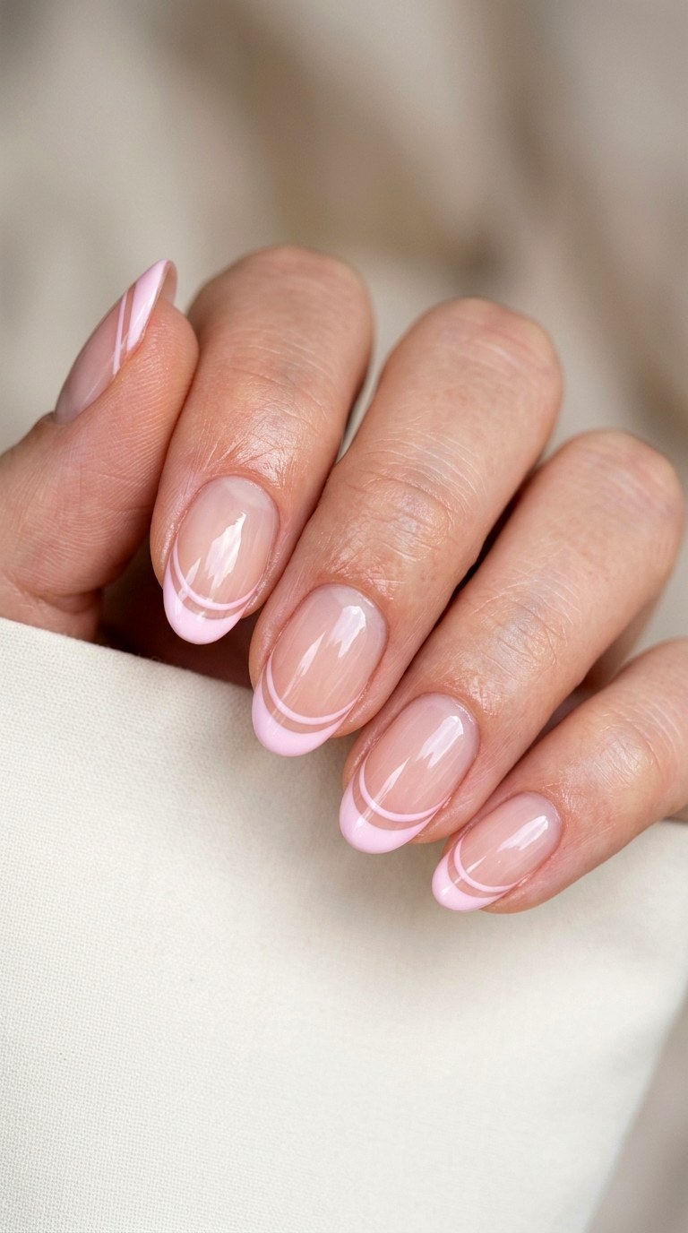 Pastel Pink Thin French Tip - 23 thin french tip nail art designs