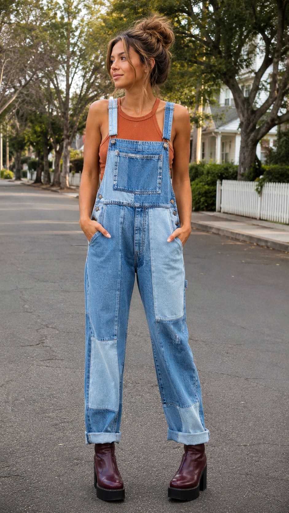 Patchwork Denim Homecoming Overall Outfit - 24 homecoming overall outfit ideas