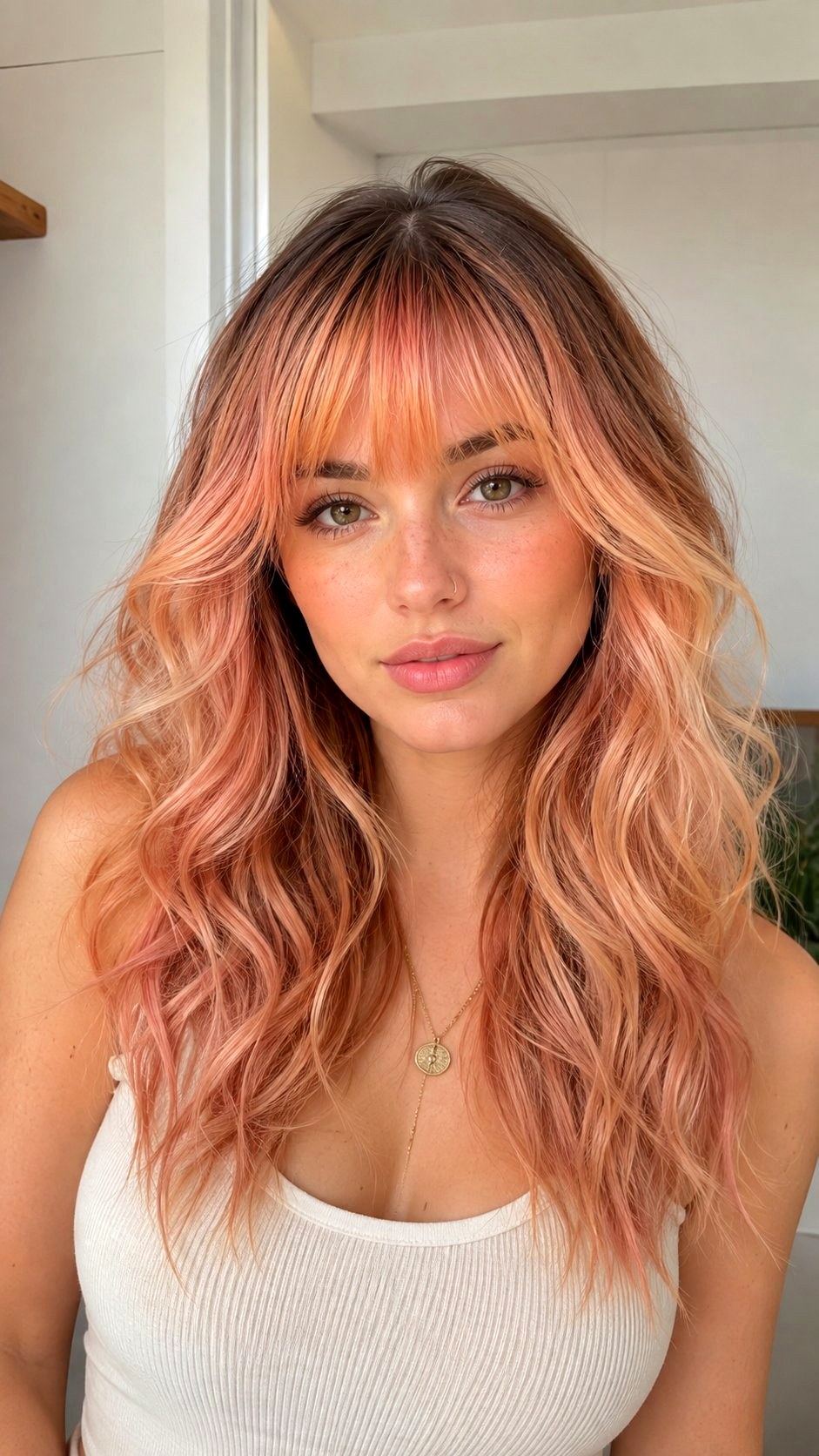 Peachy Fringe Accent - 21 Copper Red Hair Color Ideas