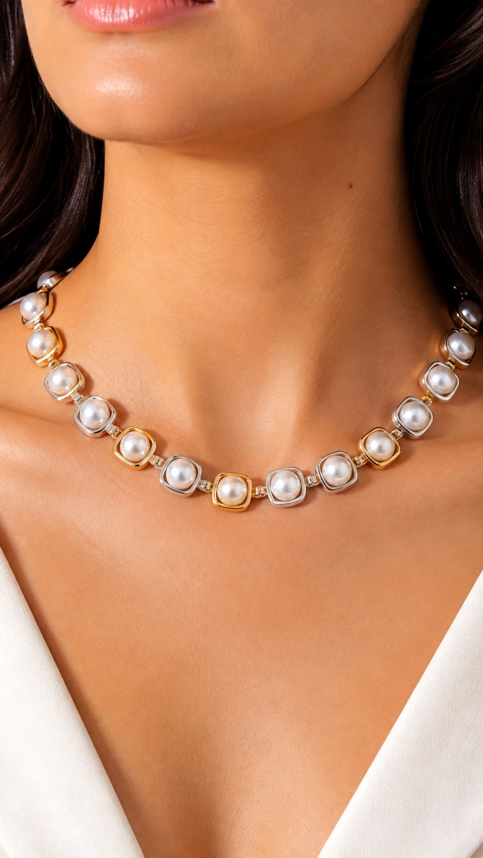 Pearl Accents Set in Mixed Metal Frames - 24 gold vs silver jewelry ideas