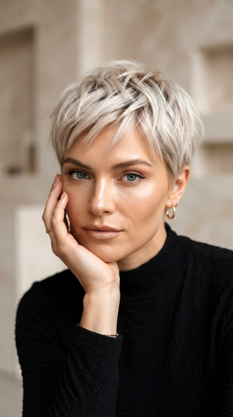Pearl Blonde Highlights on a Pixie - 22 hair dye ideas highlights