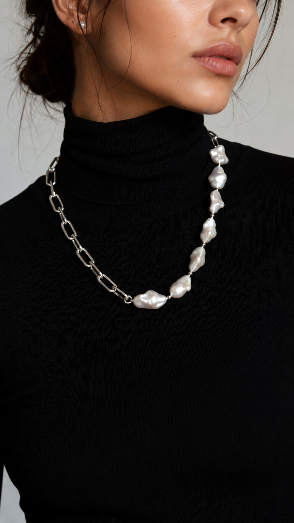 Pearl and Silver Fusion Necklaces - 20 silver jewelry aesthetic ideas
