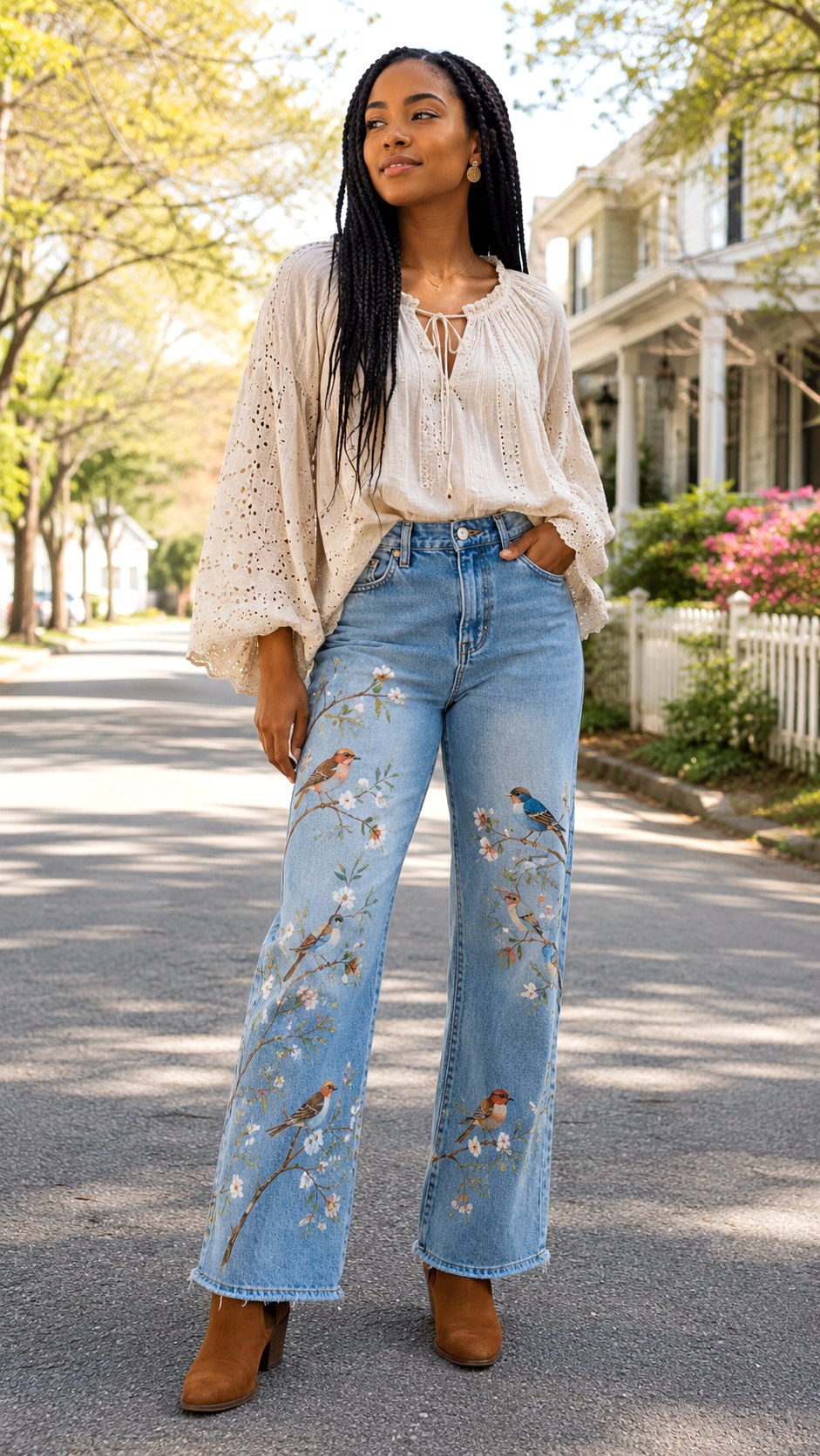 Peasant Blouse Painted Denim - 23 senior painted jean outfit ideas