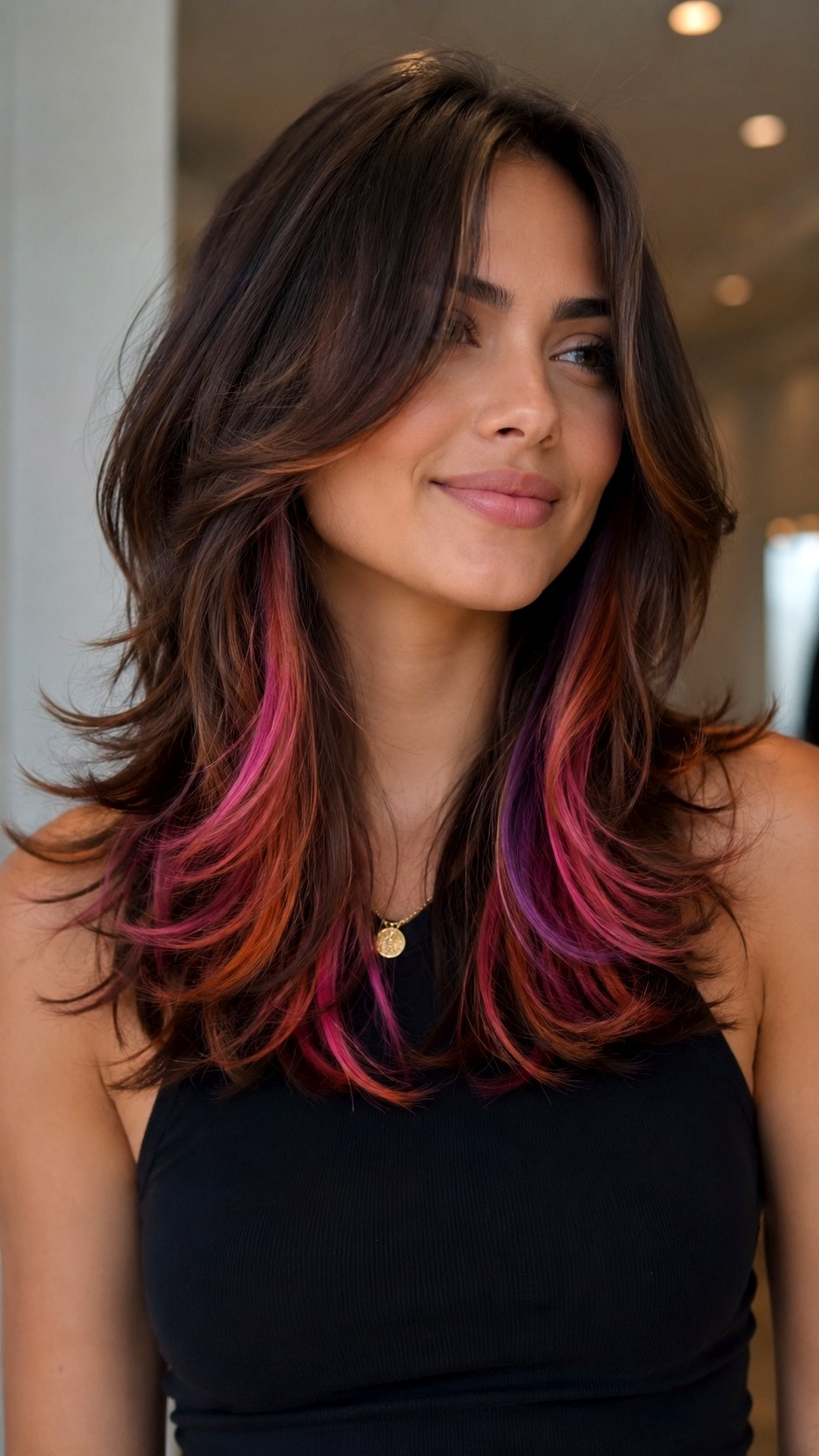 Peekaboo Highlights Butterfly Layers - 25 butterfly layers hair medium ideas