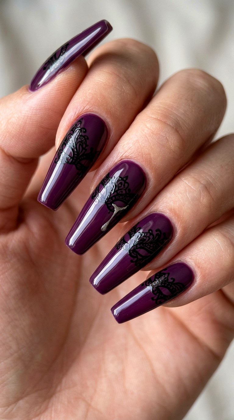 Phantom Masquerade Nail Art - 23 gothic coffin nail art designs