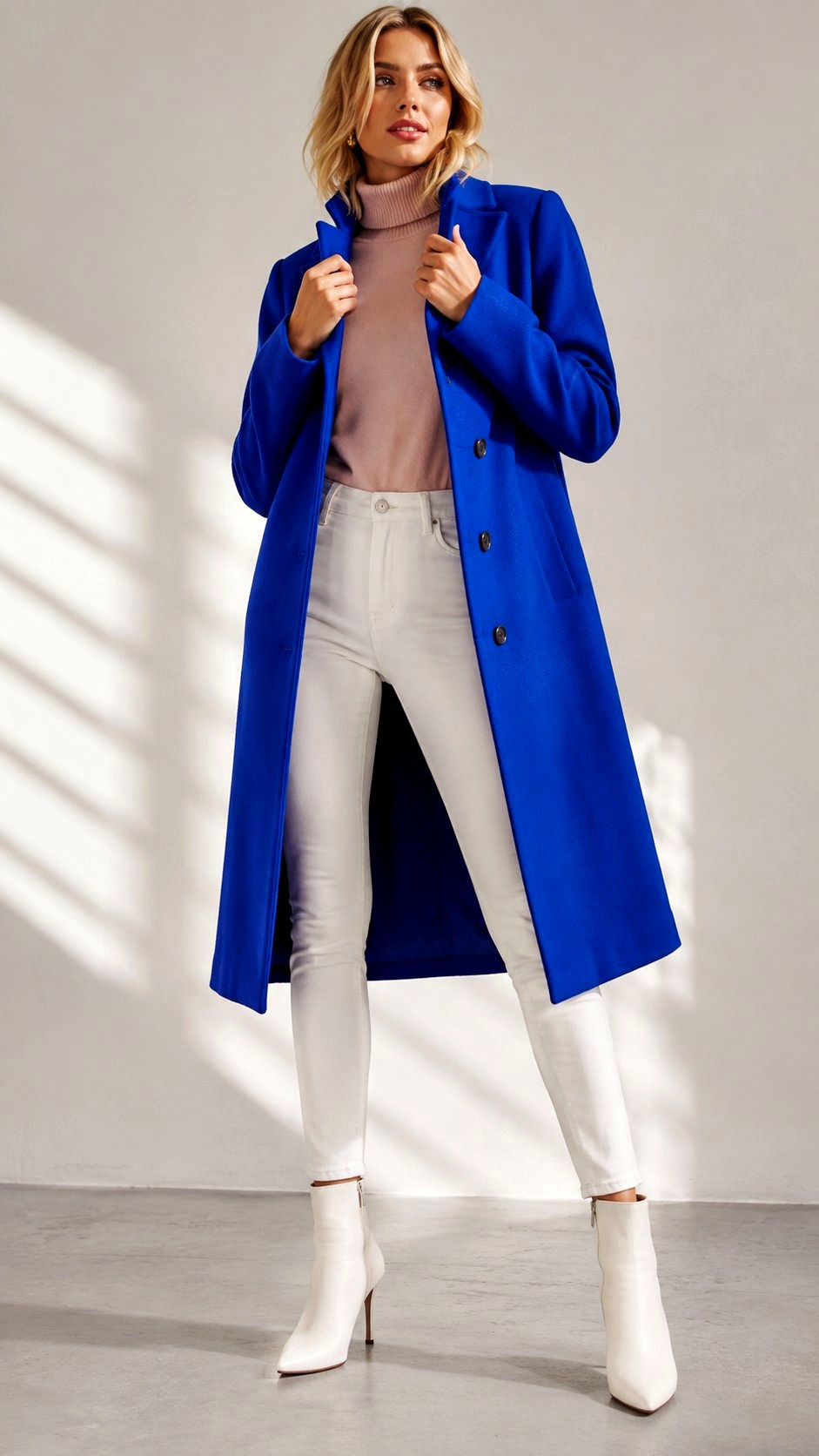 Pink and Cobalt Blue Statement Coat - 23 pink color combination outfit ideas