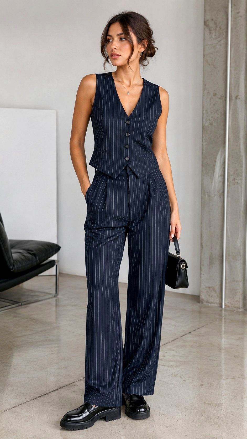 Pinstripe Vest and Trousers Co Ord - 20 Professional Summer Outfit Ideas