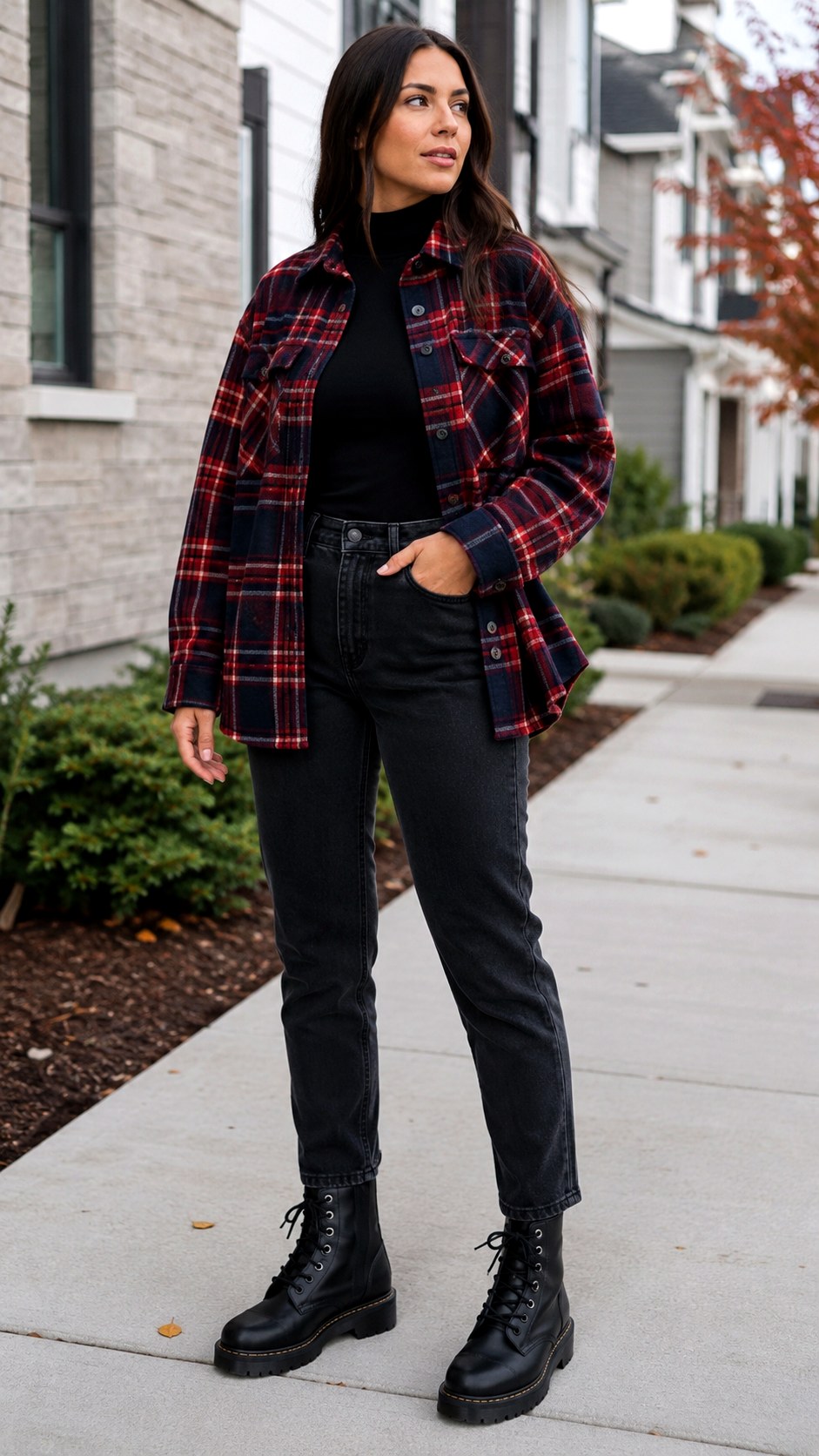 Plaid Shacket and Senior Jeans - 24 senior homecoming jean outfit ideas