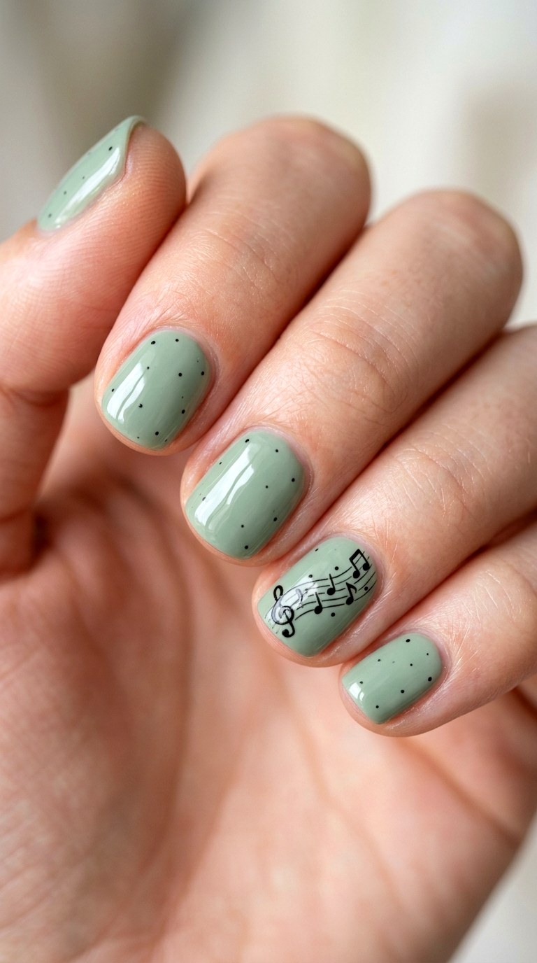 Playful Music Note Nail Art - 23 short teen nail art ideas