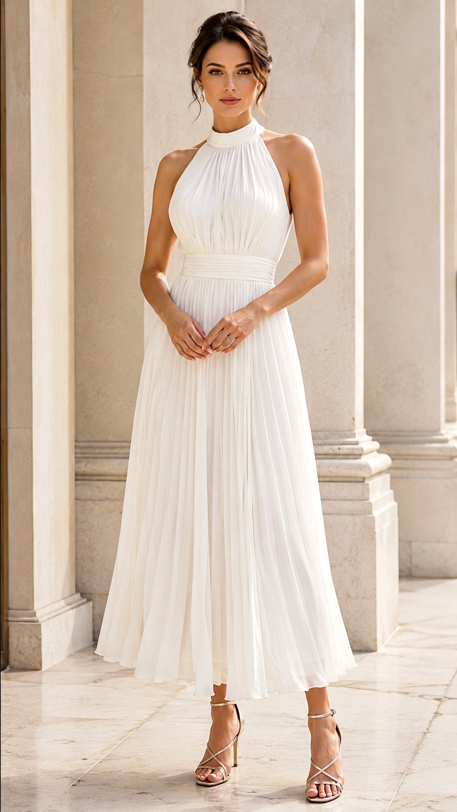 Pleated Chiffon White Summer Dress Boho - 24 white summer dress boho ideas