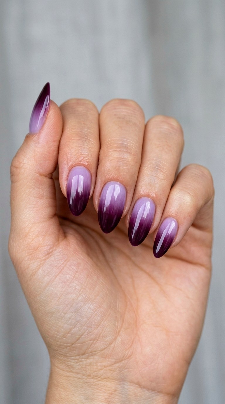 Plum Purple Ombre French Design - 23 ombre french tip nail art designs