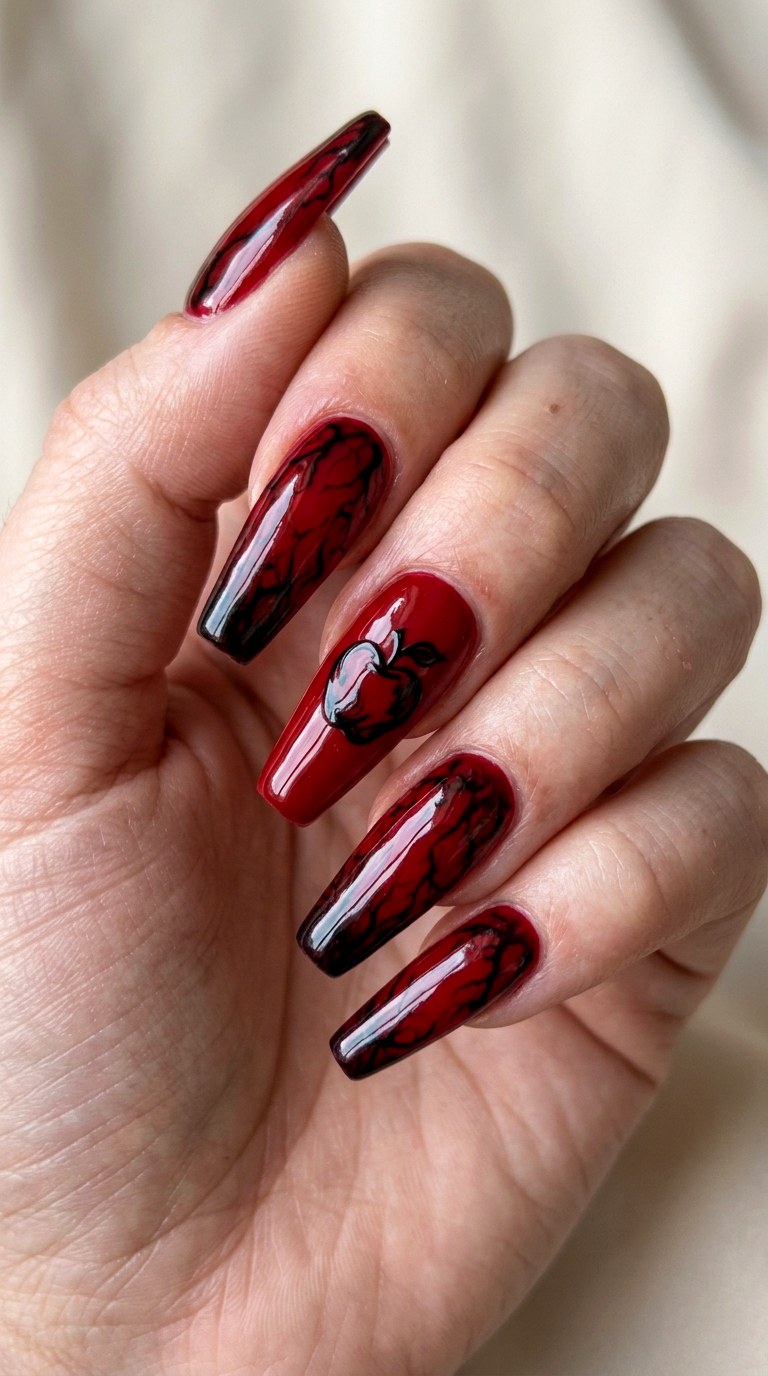 Poison Apple Red Nail Art - 23 gothic coffin nail art designs