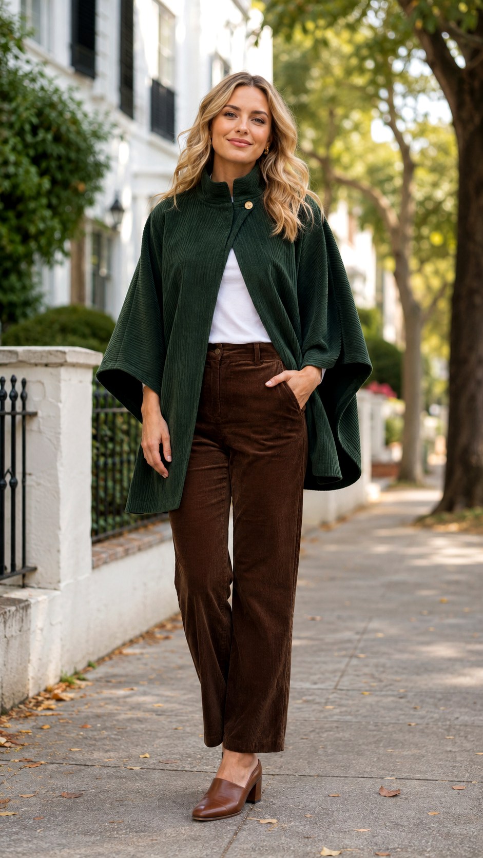 Preppy Corduroy Poncho Cape Outfit Ideas - 24 cape outfit ideas