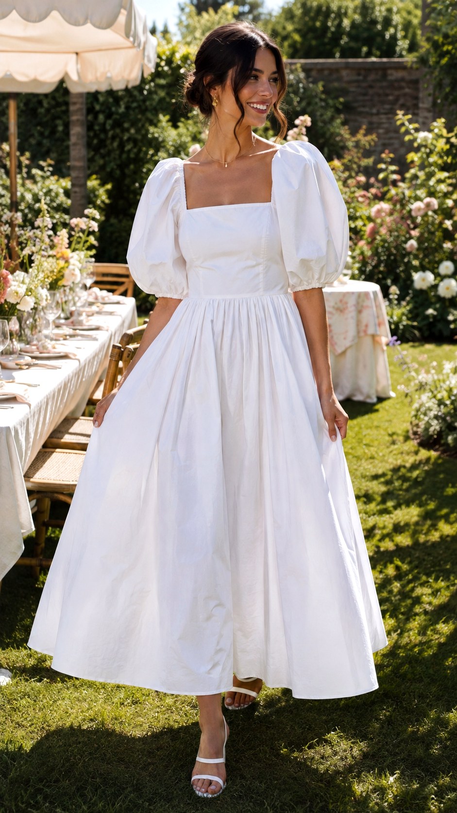 Puff Sleeve Cotton Poplin Dress - 22 Dream Wedding Simple Dresses Ideas